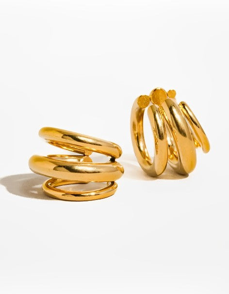 Ames 18K Gold Non-Tarnish Trilayer C Hoop Ear Cuff