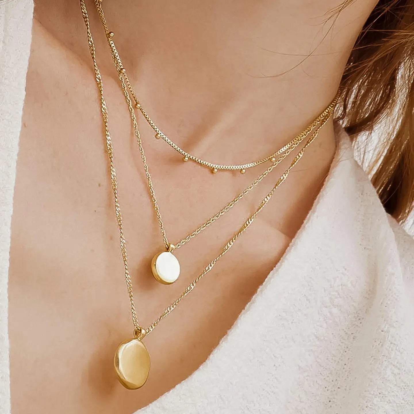 Anaïs 18K Gold Non-Tarnish Round Stack Necklace