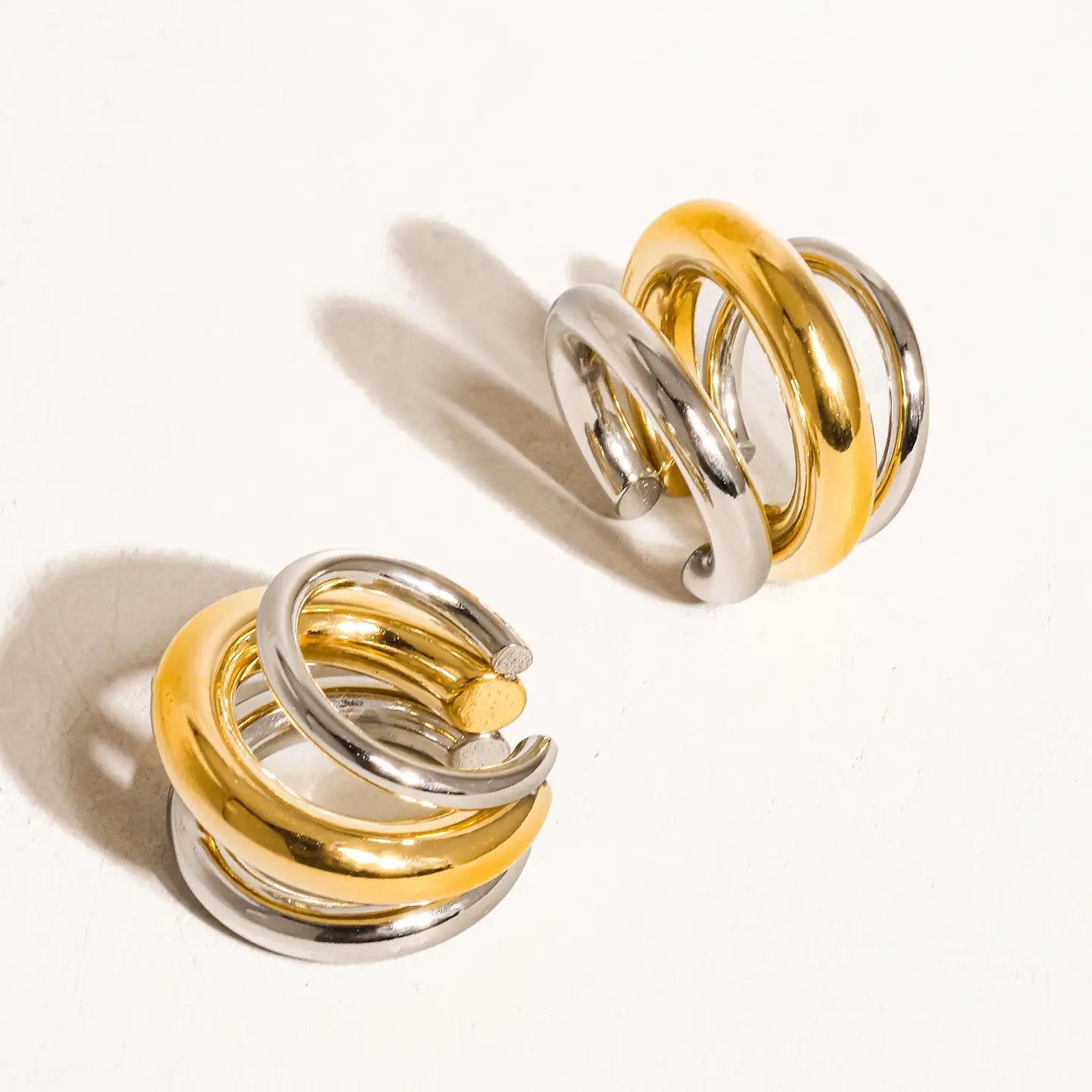 Ames 18K Gold Non-Tarnish Trilayer C Hoop Ear Cuff