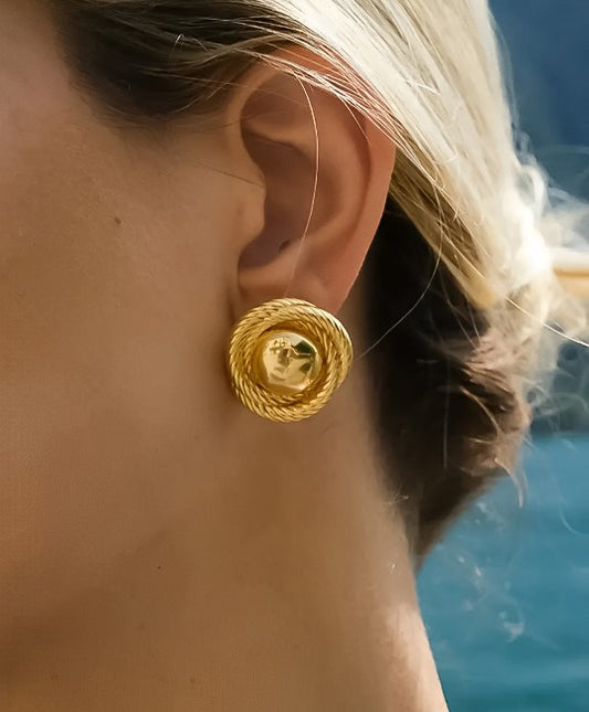 Reeva 18K Gold Non-Tarnish Classic Round Stud
