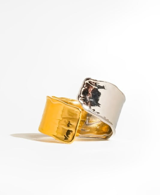 Emmy 18K Gold Non-Tarnish Textured Open Ring