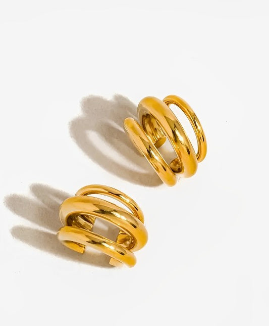 Ames 18K Gold Non-Tarnish Trilayer C Hoop Ear Cuff