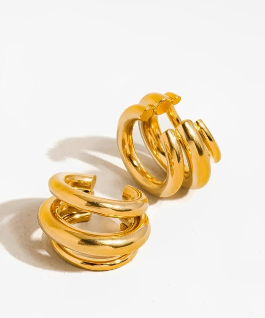 Ames 18K Gold Non-Tarnish Trilayer C Hoop Ear Cuff