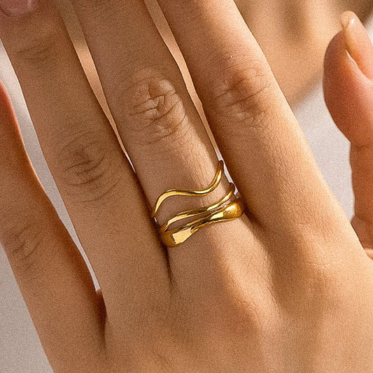 Ozzy 18K Gold Non-Tarnish Abstract Ring